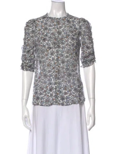 Pre-owned Veronica Beard Silk Floral Print Blouse In Neutral