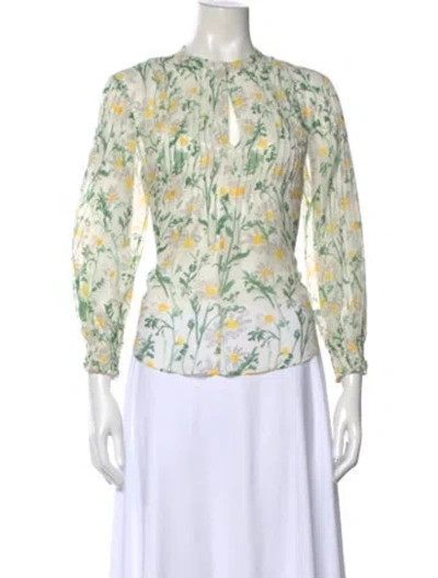 Pre-owned Veronica Beard Silk Floral Print Blouse In Neutral