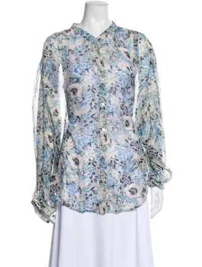 Pre-owned Veronica Beard Silk Floral Print Blouse In Neutral