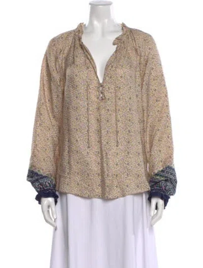 Pre-owned Veronica Beard Silk Floral Print Blouse In Neutral