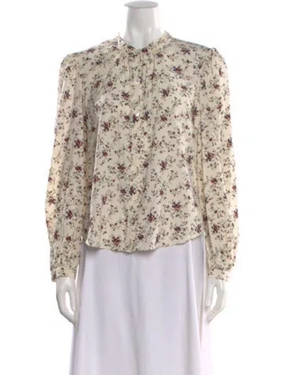 Pre-owned Veronica Beard Silk Floral Print Blouse In Neutral