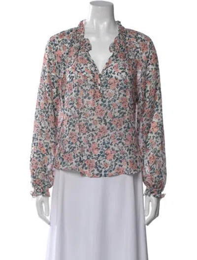 Pre-owned Veronica Beard Silk Floral Print Blouse In Neutral