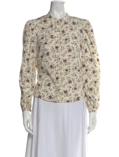 Pre-owned Veronica Beard Silk Floral Print Blouse In Neutral