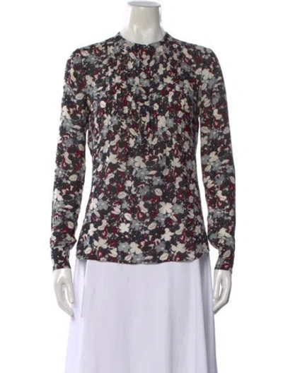 Pre-owned Veronica Beard Silk Floral Print Blouse In Neutral