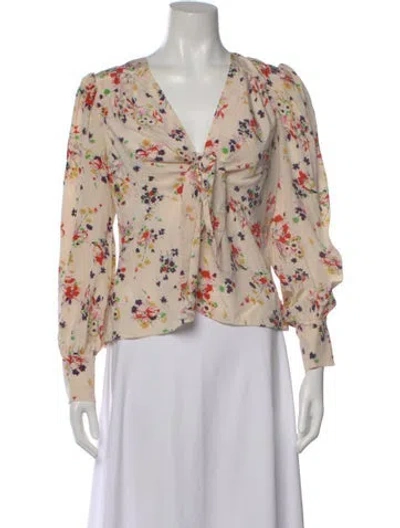 Pre-owned Veronica Beard Silk Floral Print Blouse In Neutral