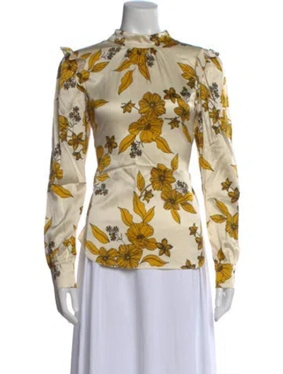 Pre-owned Veronica Beard Silk Floral Print Blouse In Neutral