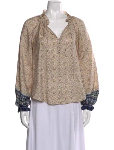 Pre-owned Veronica Beard Silk Floral Print Blouse In Neutral