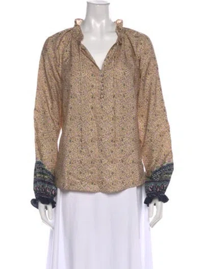 Pre-owned Veronica Beard Silk Floral Print Blouse In Neutral