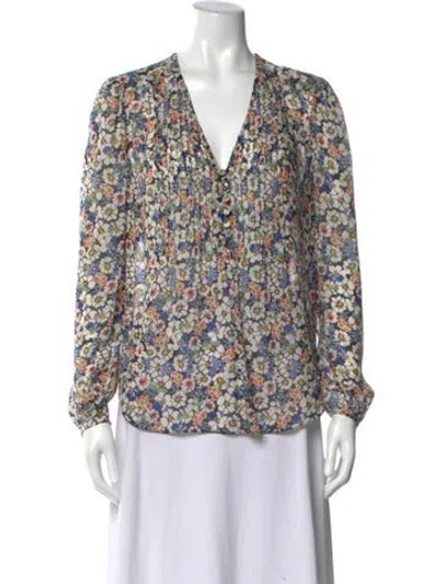 Pre-owned Veronica Beard Silk Floral Print Blouse In Neutral