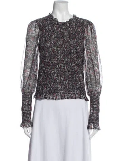 Pre-owned Veronica Beard Silk Floral Print Blouse In Neutral