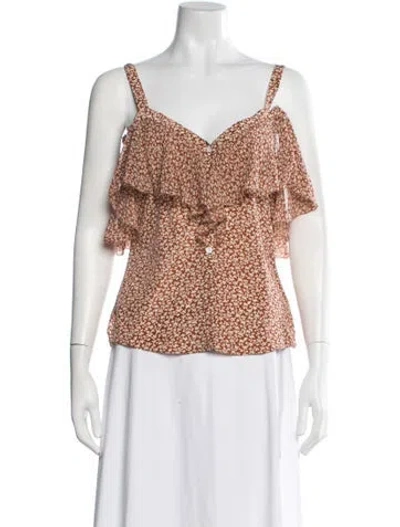 Pre-owned Veronica Beard Silk Floral Print Blouse In Neutral