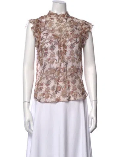 Pre-owned Veronica Beard Silk Floral Print Blouse In Neutral