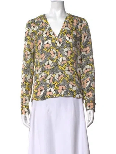 Pre-owned Veronica Beard Silk Floral Print Blouse In Neutrals