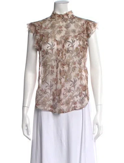Pre-owned Veronica Beard Silk Floral Print Blouse In Neutrals