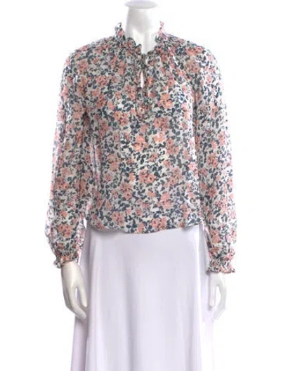 Pre-owned Veronica Beard Silk Floral Print Blouse In Pink