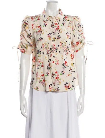 Pre-owned Veronica Beard Silk Floral Print Blouse In Pink