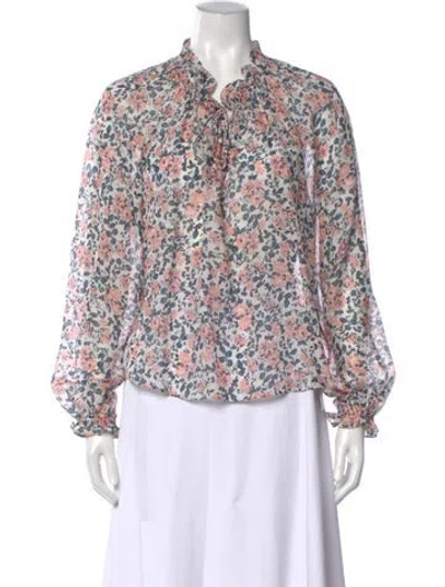 Pre-owned Veronica Beard Silk Floral Print Blouse In Pink