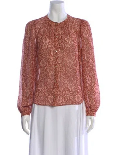 Pre-owned Veronica Beard Silk Floral Print Blouse In Pink