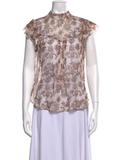 Pre-owned Veronica Beard Silk Floral Print Blouse In Pink