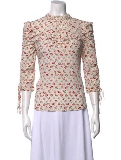 Pre-owned Veronica Beard Silk Floral Print Blouse In Pink