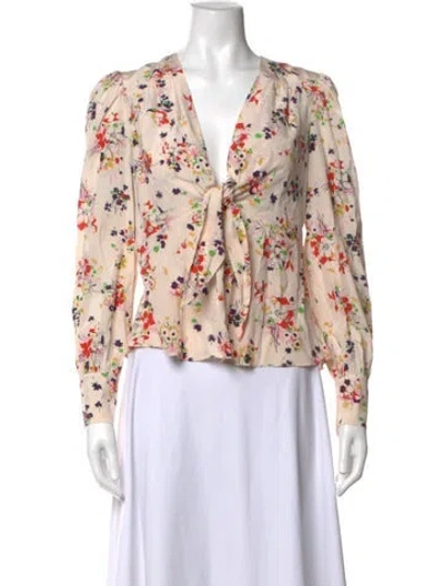 Pre-owned Veronica Beard Silk Floral Print Blouse In Pink