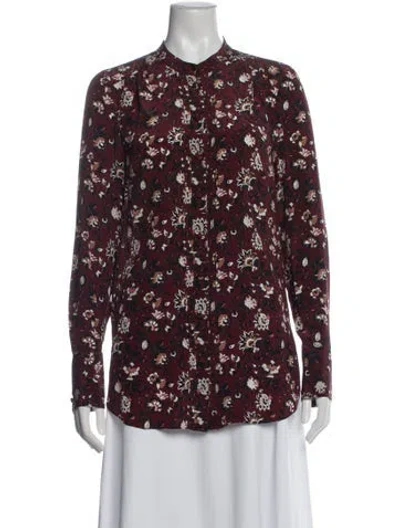 Pre-owned Veronica Beard Silk Floral Print Blouse In Red