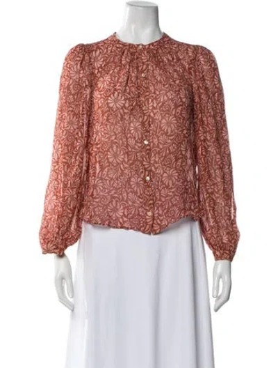 Pre-owned Veronica Beard Silk Floral Print Blouse In Red