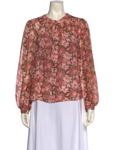 Pre-owned Veronica Beard Silk Floral Print Blouse W/ Tags In Black