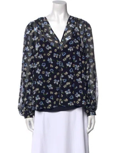 Pre-owned Veronica Beard Silk Floral Print Blouse W/ Tags In Black