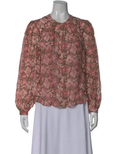 Pre-owned Veronica Beard Silk Floral Print Blouse W/ Tags In Black