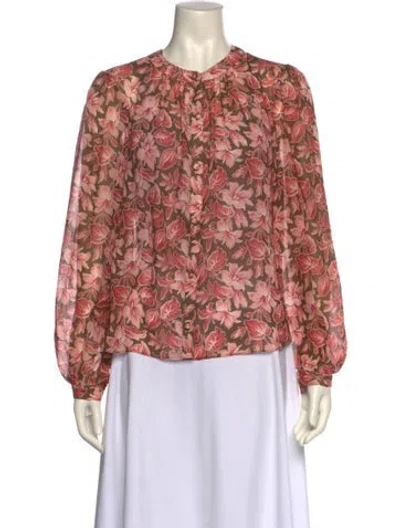 Pre-owned Veronica Beard Silk Floral Print Blouse W/ Tags In Black