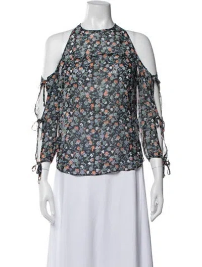 Pre-owned Veronica Beard Silk Floral Print Blouse W/ Tags In Black