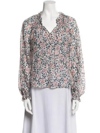 Pre-owned Veronica Beard Silk Floral Print Blouse W/ Tags In Blue