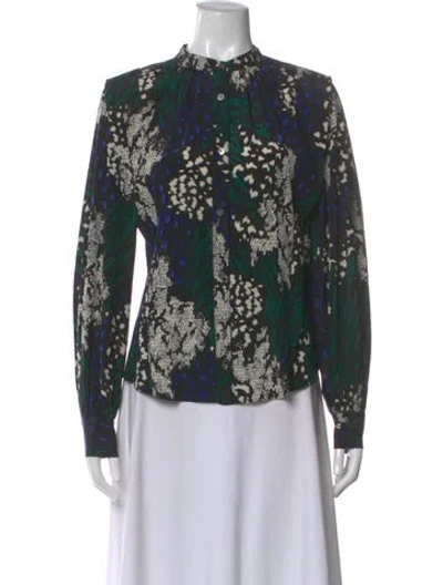 Pre-owned Veronica Beard Silk Floral Print Blouse W/ Tags In Blue