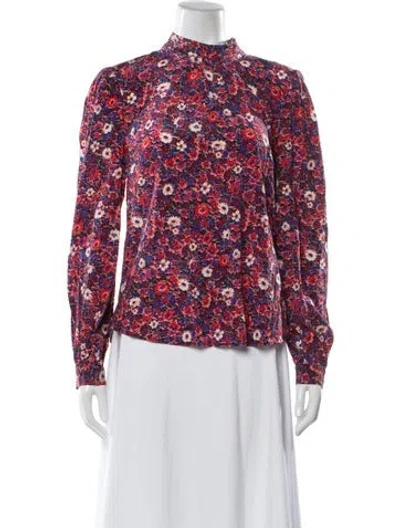 Pre-owned Veronica Beard Silk Floral Print Blouse W/ Tags In Multi