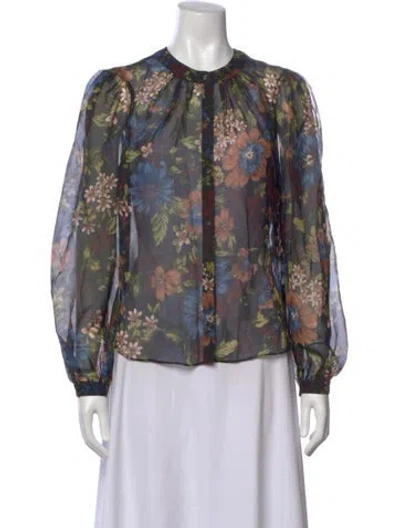 Pre-owned Veronica Beard Silk Floral Print Blouse W/ Tags In Multi