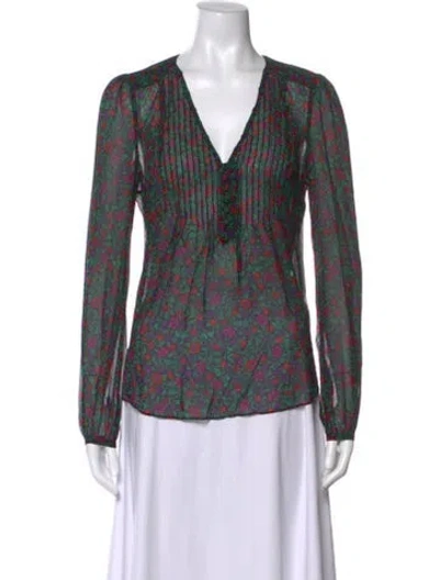 Pre-owned Veronica Beard Silk Floral Print Blouse W/ Tags In Multi