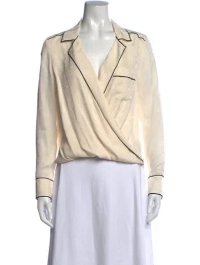 Pre-owned Veronica Beard Silk Floral Print Blouse W/ Tags In Neutral