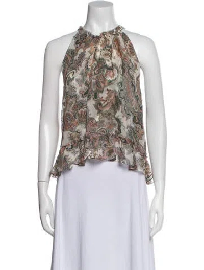 Pre-owned Veronica Beard Silk Floral Print Crop Top In Multi