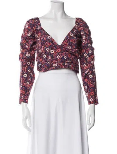 Pre-owned Veronica Beard Silk Floral Print Crop Top W/ Tags In Red