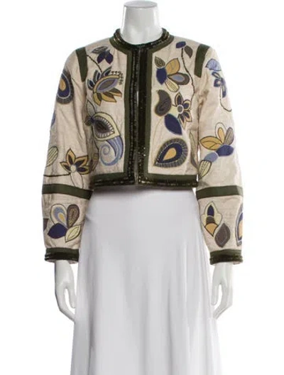 Pre-owned Veronica Beard Silk Floral Print Evening Jacket In Multi
