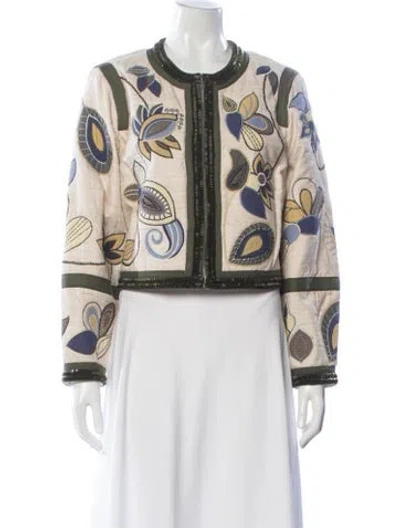 Pre-owned Veronica Beard Silk Floral Print Jacket In Neutral