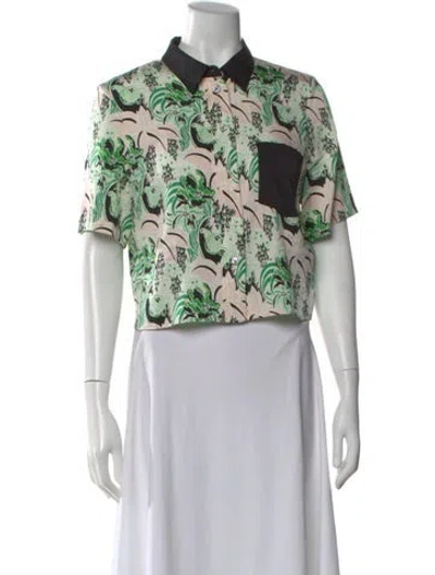 Pre-owned Veronica Beard Silk Floral Print Polo In Multi