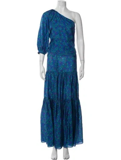Pre-owned Veronica Beard Silk Floral Print Skirt Set In Blue