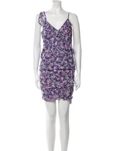 Pre-owned Veronica Beard Silk Floral Print Skirt Set In Purple