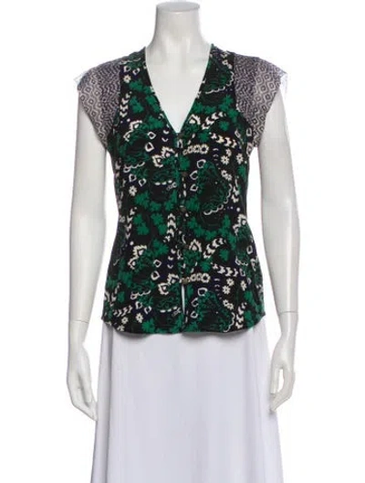 Pre-owned Veronica Beard Silk Floral Print Top