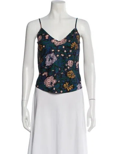 Pre-owned Veronica Beard Silk Floral Print Top In Black