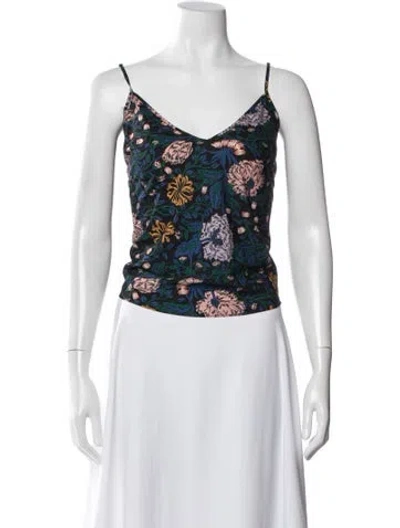 Pre-owned Veronica Beard Silk Floral Print Top In Black