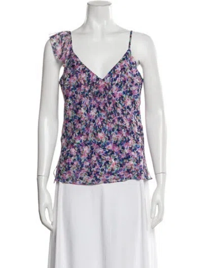 Pre-owned Veronica Beard Silk Floral Print Top In Multi