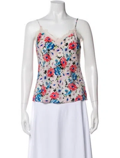 Pre-owned Veronica Beard Silk Floral Print Top In Multi
